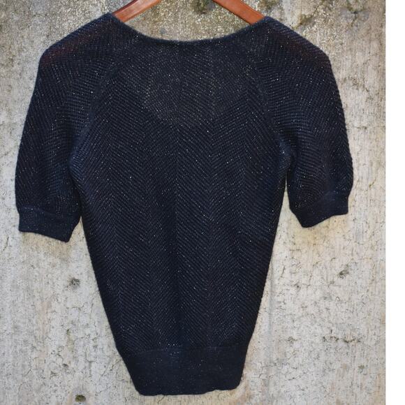 Armani Exchange Black Metallic Short Sleeve Knit Top Size Small - Picture 4 of 4